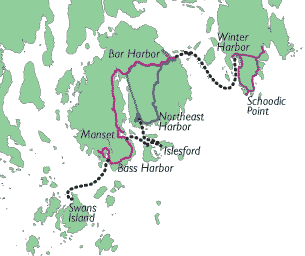 Map of bus and ferry excursions