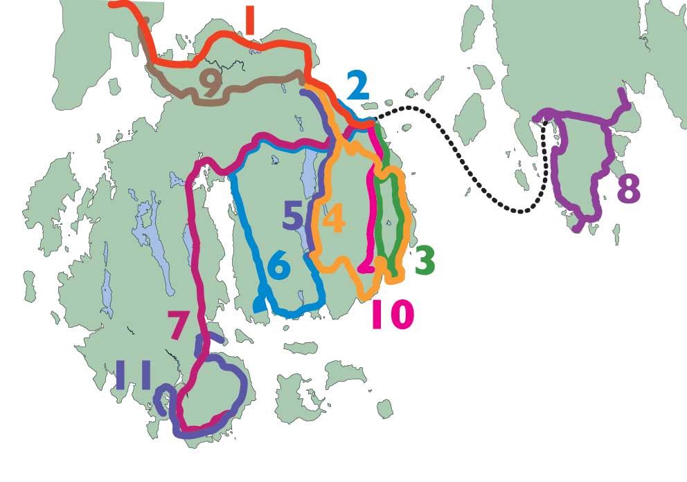 Small map of Island Explorer bus routes