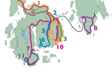 Small map of Island Explorer bus routes